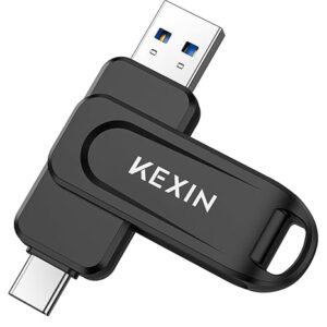 KEXIN 256GB USB C Thumb Drive Dual USB 3.0 Flash Drive USB-A & Type-C 100MB/s Swivel Pen Drive 256GB for Tablet iPhone 15/16 Car Game Console